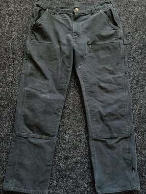 Vintage Carhartt B136 BLK Double Knee Washed Duck Dungarees Faded Black 38x32